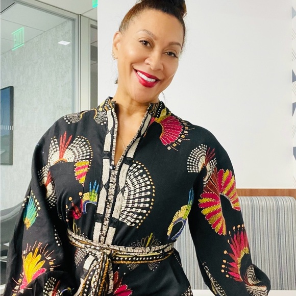 FARM Rio Black Multicolor Long Sleeve Dress - Picture 2 of 5